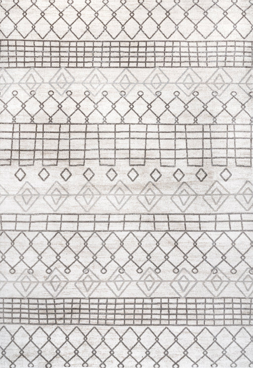 Machine Washable Grey Geometric Area Rug 120x180 cm