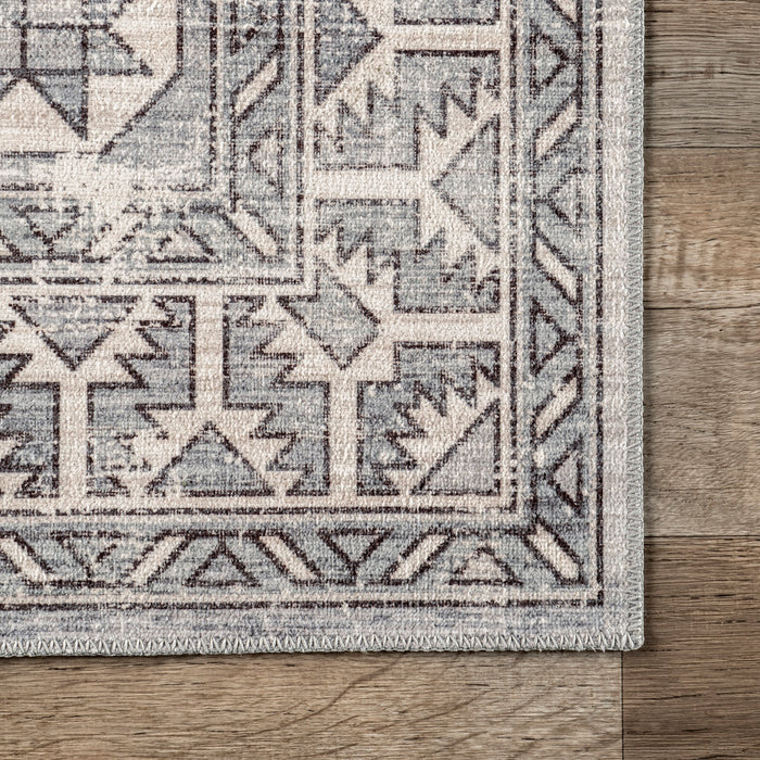 Machine Washable Grey Geometric Area Rug 140x200 cm