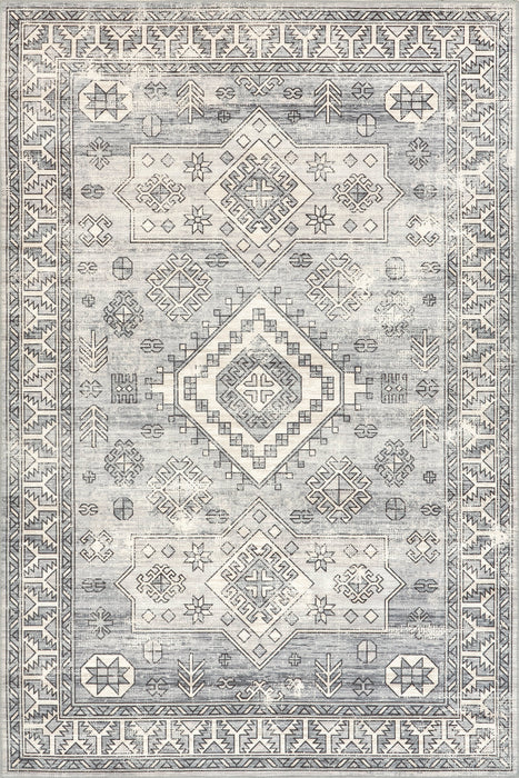 Machine Washable Grey Geometric Area Rug 140x200 cm