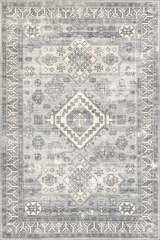 Machine Washable Grey Geometric Area Rug 140x200 cm