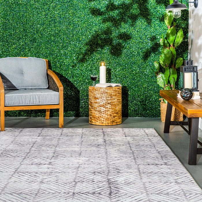 Machine Washable Grey Indoor Outdoor Rug 140x200 cm