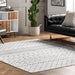 Machine Washable Grey Moroccan Trellis Area Rug 120x180 cm