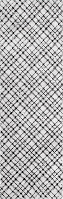 Machine Washable Grey Plaid Area Rug 152x244 cm