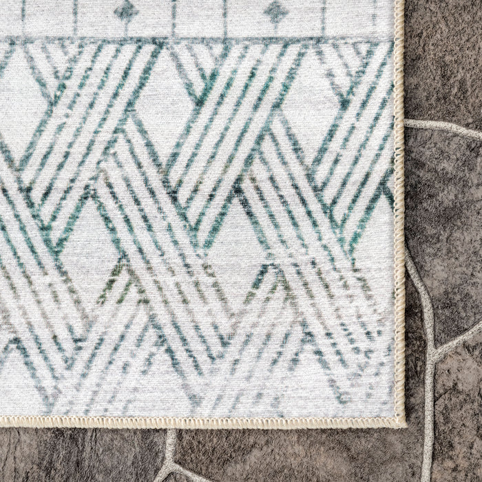 Machine Washable Indoor Outdoor Green Rug 50x76 cm