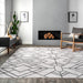Machine Washable Ivory Geometric Area Rug