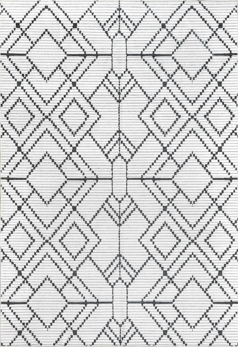 Machine Washable Ivory Geometric Area Rug