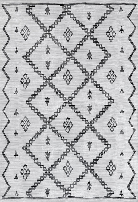 Machine Washable Ivory Trellis Area Rug for Home Decor