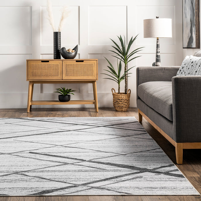 Machine Washable Lattice Area Rug 120x180 cm Light Grey