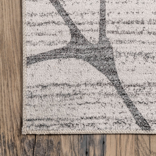 Machine Washable Leaves Area Rug Light Grey 140x200 cm