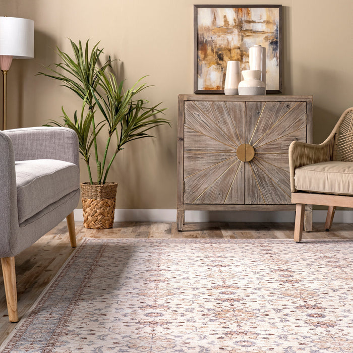 Machine Washable Light Beige Area Rug for Home Decor