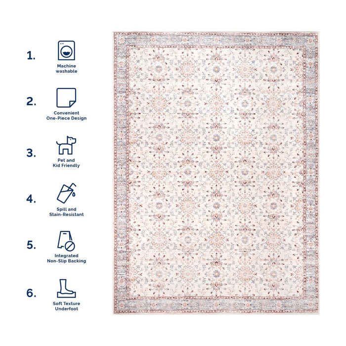 Machine Washable Light Beige Area Rug for Home Decor