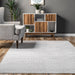 Machine Washable Light Grey Banded Area Rug