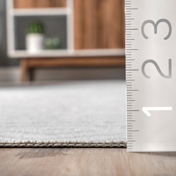 Machine Washable Light Grey Banded Area Rug