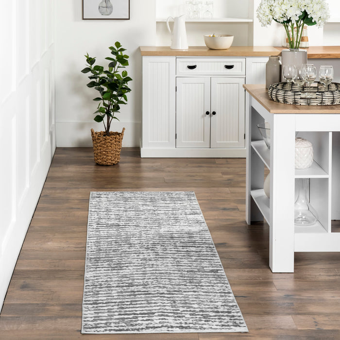 Machine Washable Light Grey Casual Area Rug 120x180 cm