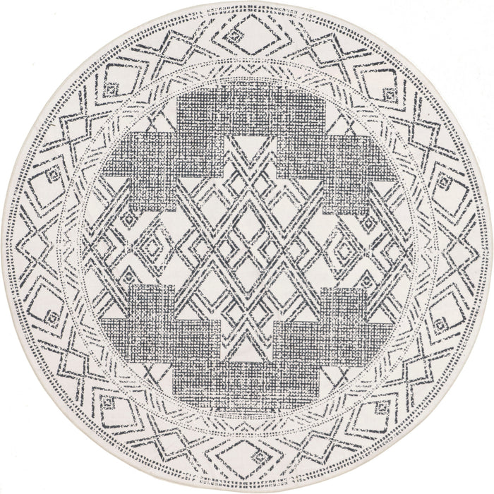 Machine Washable Light Grey Medallion Area Rug 120x180 cm