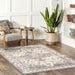 Machine Washable Light Grey Medallion Area Rug 140x200 cm