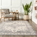 Machine Washable Light Grey Medallion Area Rug 140x200 cm