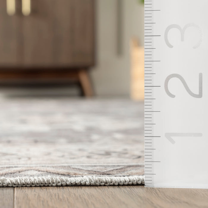 Machine Washable Light Grey Nordic Rug for Home Decor