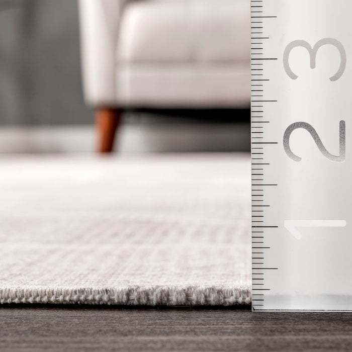 Machine Washable Light Grey Shaded Tiles Area Rug