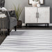 Machine Washable Light Grey Waves Area Rug 130x180 cm