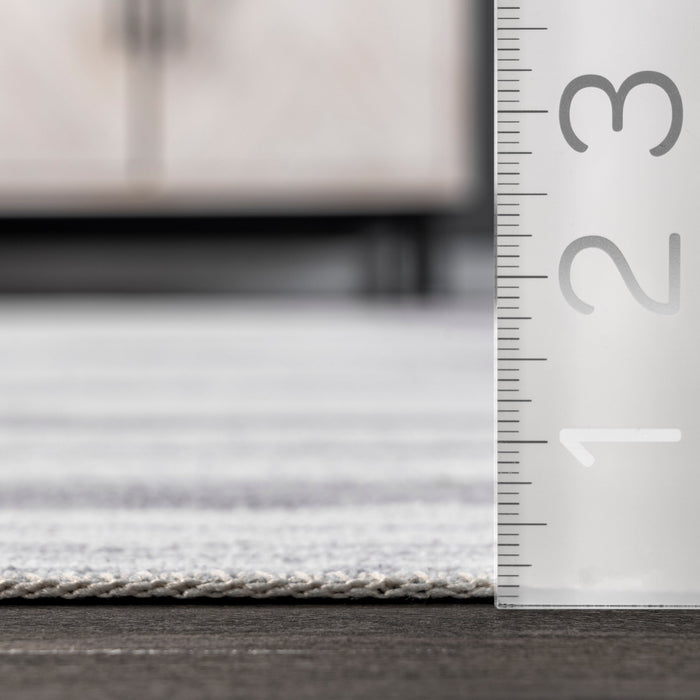 Machine Washable Light Grey Waves Area Rug 130x180 cm