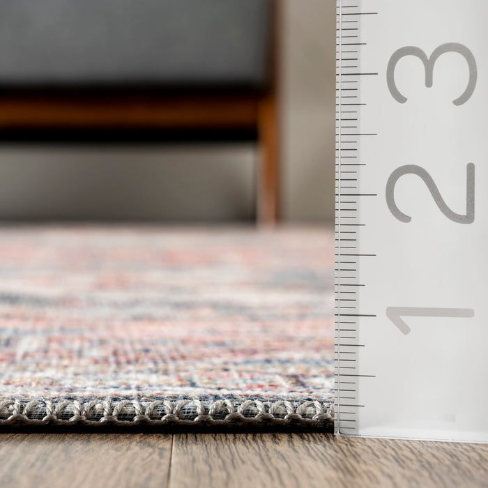 Machine Washable Medallion Area Rug in Rust