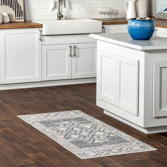 Machine Washable Medallion Rug 120x180 cm Light Grey