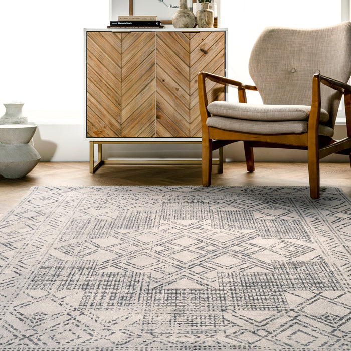 Machine Washable Medallion Rug 120x180 cm Light Grey