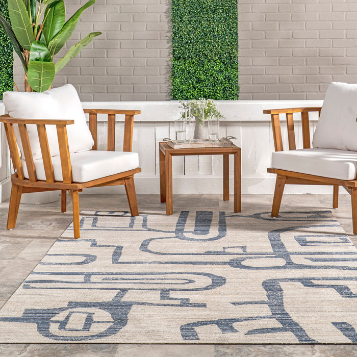 Machine Washable Navy Indoor Outdoor Area Rug