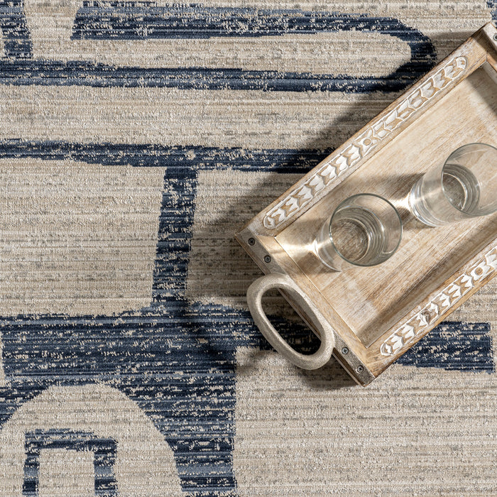 Machine Washable Navy Indoor Outdoor Area Rug