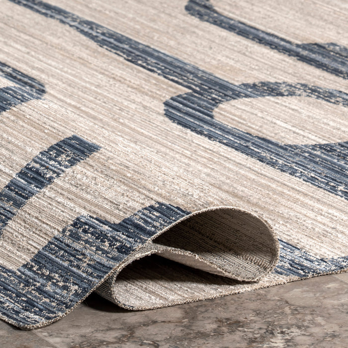 Machine Washable Navy Indoor Outdoor Area Rug