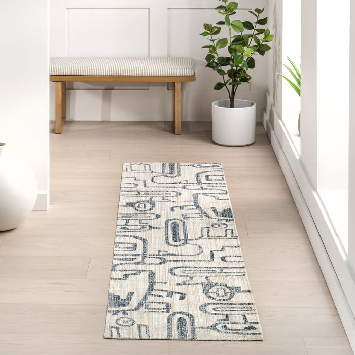 Machine Washable Navy Indoor Outdoor Area Rug