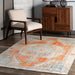 Machine Washable Orange Snowflake Medallion Area Rug