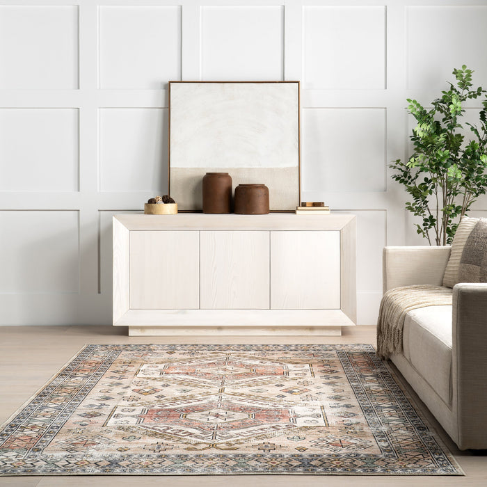 Machine Washable Peach Rug for Busy Households