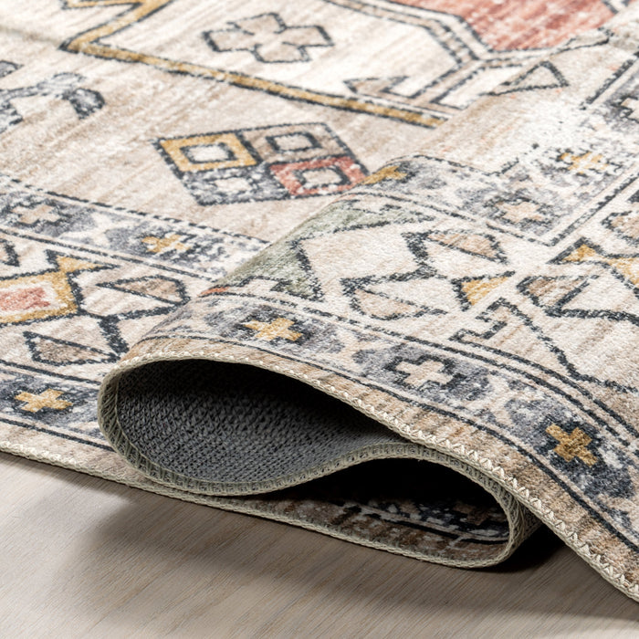 Machine Washable Peach Rug for Homes with Kids and Pets