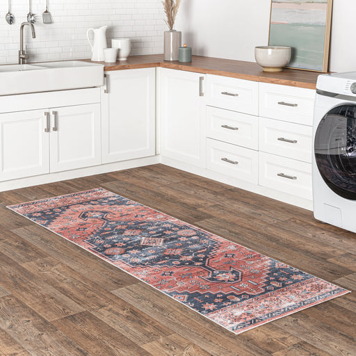 Machine Washable Persian Area Rug in Brick Color