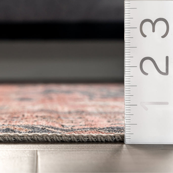 Machine Washable Persian Rug in Brick Color