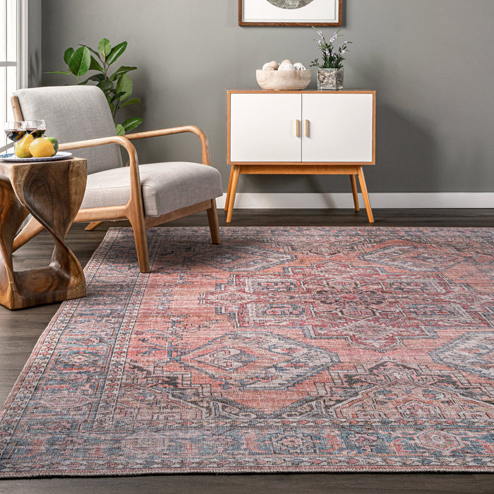Machine Washable Rust Area Rug For Home Décor