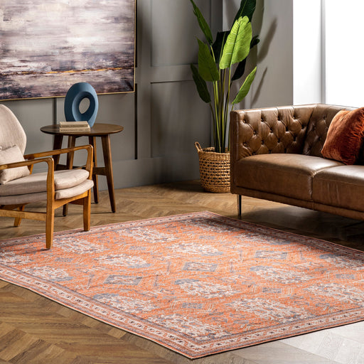Machine Washable Rust Medallion Area Rug 120 x 180 cm