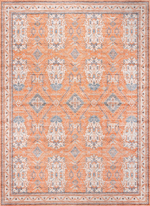 Machine Washable Rust Medallion Area Rug 120 x 180 cm