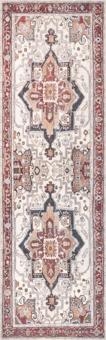 Machine Washable Rust Medallion Area Rug 5x7 Feet