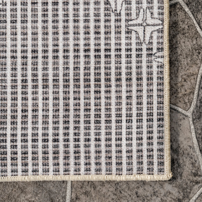 Machine Washable Striped Indoor Outdoor Rug 50x80 Centimeter