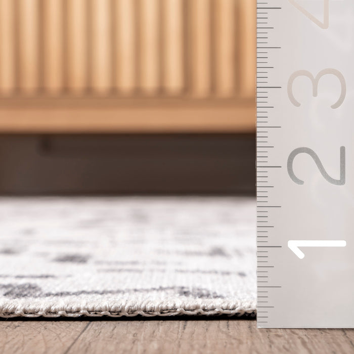 Machine Washable Symbols Area Rug in Light Grey 150x240 cm