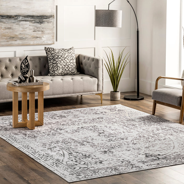 Machine Washable Transitional Area Rug 152Cm Ivory