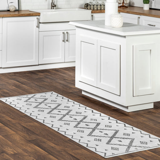 Machine Washable Trellis Area Rug 150x240 cm Ivory