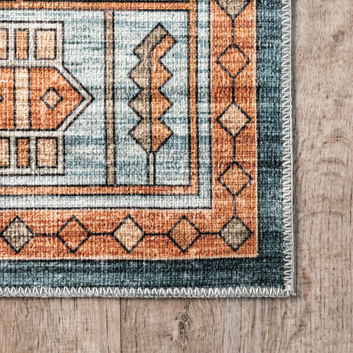 Machine Washable Vintage Medallion Area Rug 150x230 cm Blue