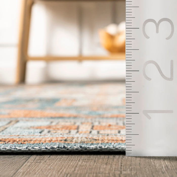 Machine Washable Vintage Medallion Area Rug 150x230 cm Blue