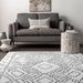 Machine Washable White Dotted Diamond Trellis Area Rug