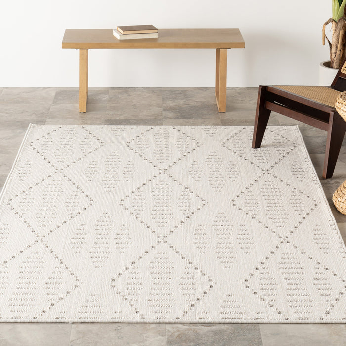 Maci Trellis Indoor Outdoor Area Rug 140x200 cm Cream