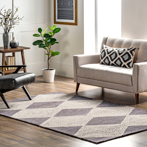 Madison Grey Hand-Hooked Wool Diamond Area Rug